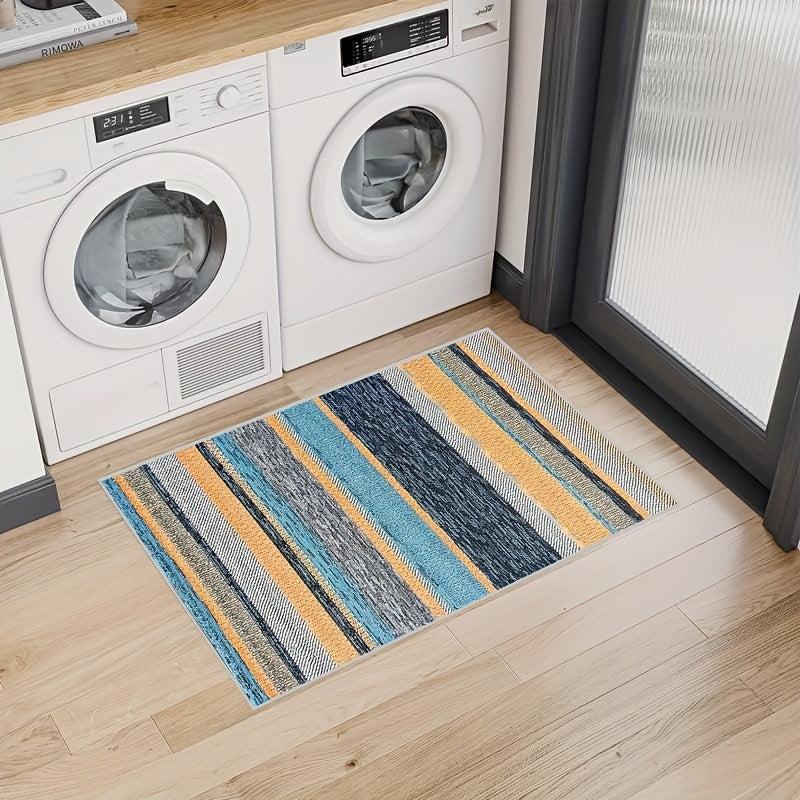 Striped Anti-Slip Door Mat Easy Clean Rubber Back