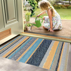 Striped Anti-Slip Door Mat Easy Clean Rubber Back
