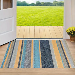 Striped Anti-Slip Door Mat Easy Clean Rubber Back