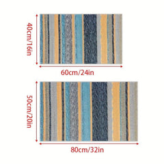 Striped Anti-Slip Door Mat Easy Clean Rubber Back