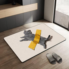 3D Cat Floor Mat Realistic Cat Carpet Entrance Door Carpet