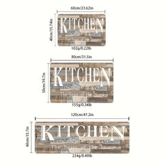 Wood Print Kitchen Mat Waterproof Non Slip Kitchen Rugs Set