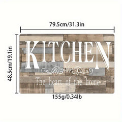 Wood Print Kitchen Mat Waterproof Non Slip Kitchen Rugs Set