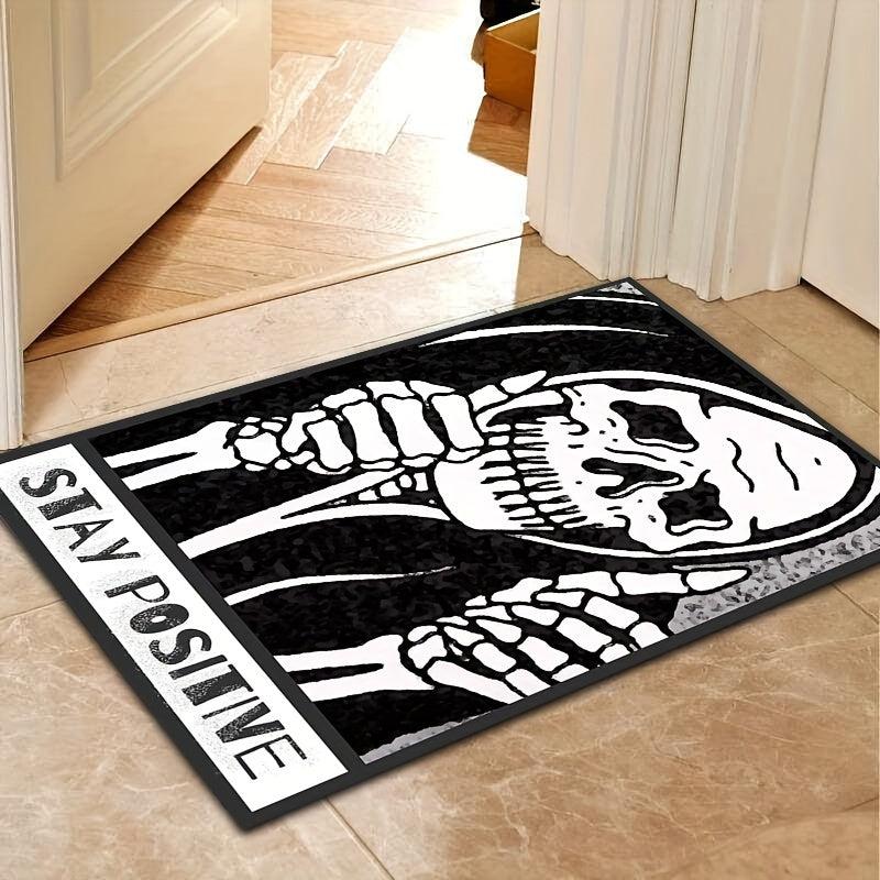 Gothic Halloween Flannel Rug Dark Clown Coffin Home Decor