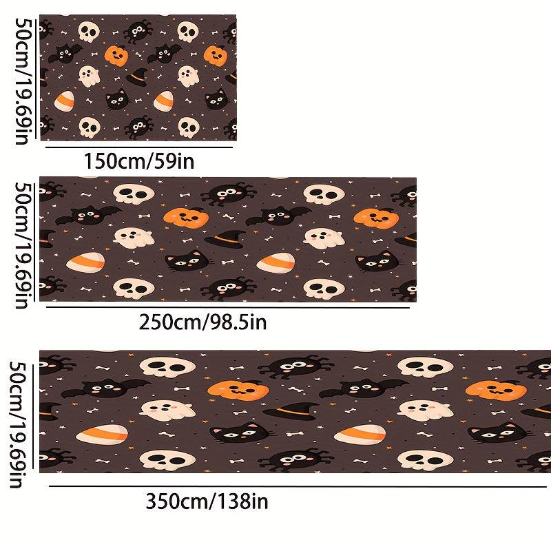 Halloween Hallway Carpet Skull Ghost Bat Pattern Floor Rug