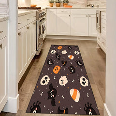 Halloween Hallway Carpet Skull Ghost Bat Pattern Floor Rug