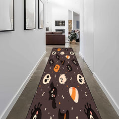 Halloween Hallway Carpet Skull Ghost Bat Pattern Floor Rug