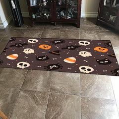 Halloween Hallway Carpet Skull Ghost Bat Pattern Floor Rug