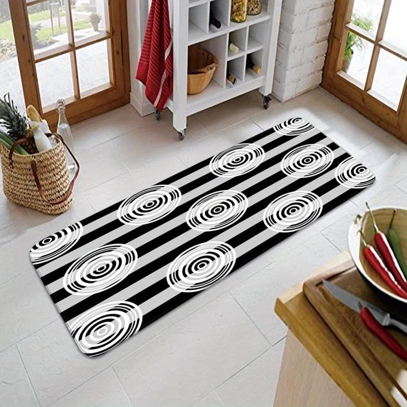 Geometric & Striped Pattern Kitchen Rug Modern Polyester Kitchen Mat