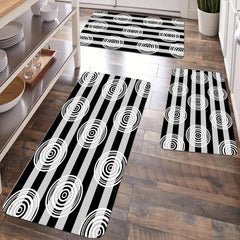 Geometric & Striped Pattern Kitchen Rug Modern Polyester Kitchen Mat