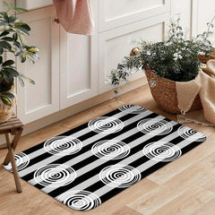 Geometric & Striped Pattern Kitchen Rug Modern Polyester Kitchen Mat