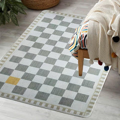 Soft Geometric Faux Cashmere Area Rug, Machine Washable, Stain Resist