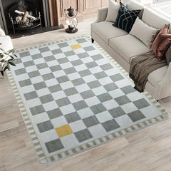 Soft Geometric Faux Cashmere Area Rug, Machine Washable, Stain Resist
