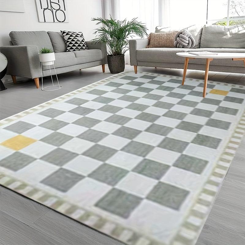Soft Geometric Faux Cashmere Area Rug, Machine Washable, Stain Resist