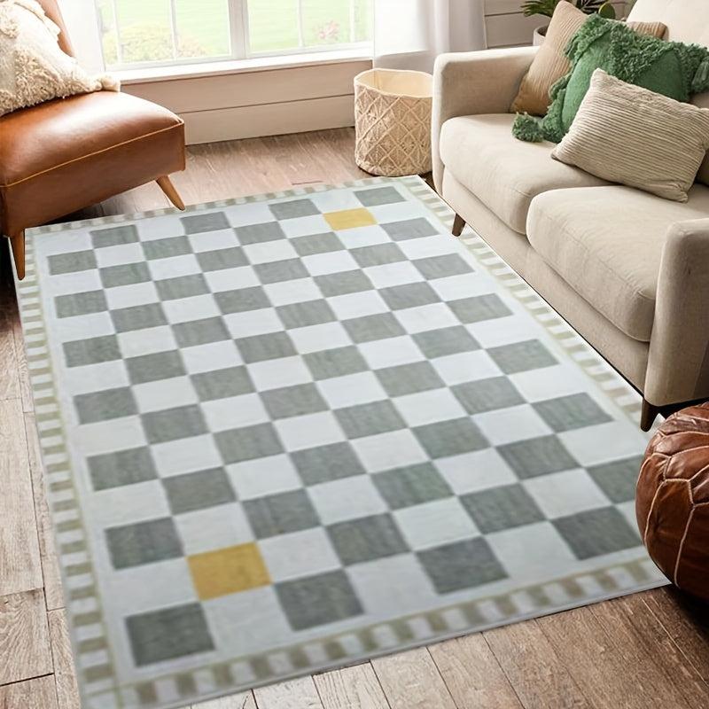 Soft Geometric Faux Cashmere Area Rug, Machine Washable, Stain Resist