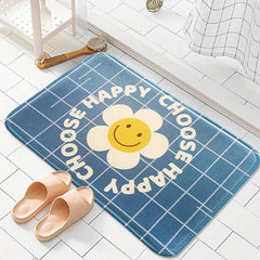 Smiley Face Foam Flower Floor Mat Soft and Durable Bathroom Bedroom Rug