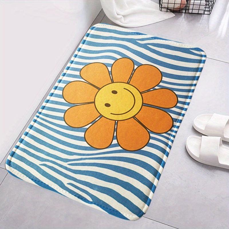 Smiley Face Foam Flower Floor Mat Soft and Durable Bathroom Bedroom Rug