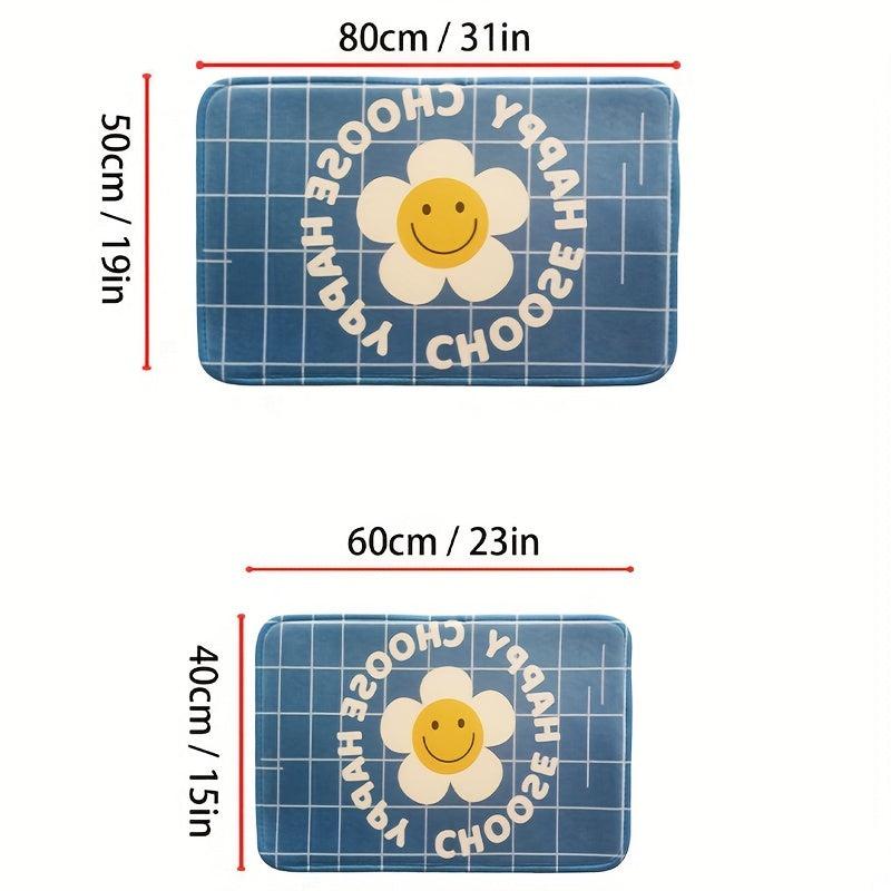 Smiley Face Foam Flower Floor Mat Soft and Durable Bathroom Bedroom Rug