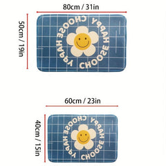 Smiley Face Foam Flower Floor Mat Soft and Durable Bathroom Bedroom Rug