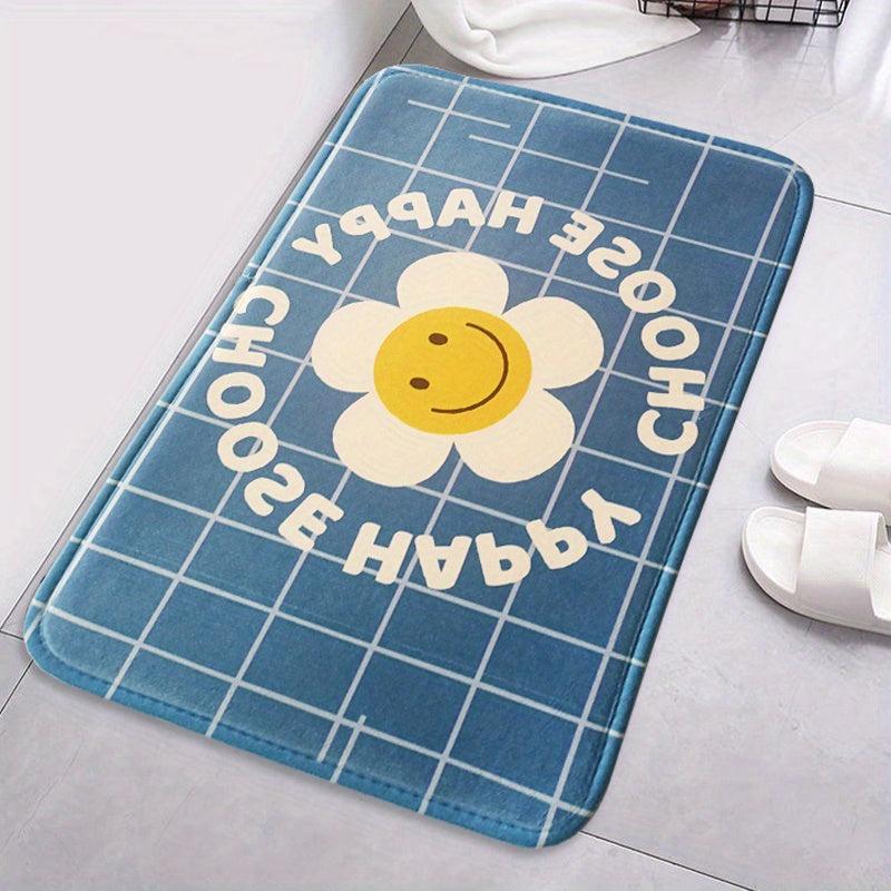 Smiley Face Foam Flower Floor Mat Soft and Durable Bathroom Bedroom Rug
