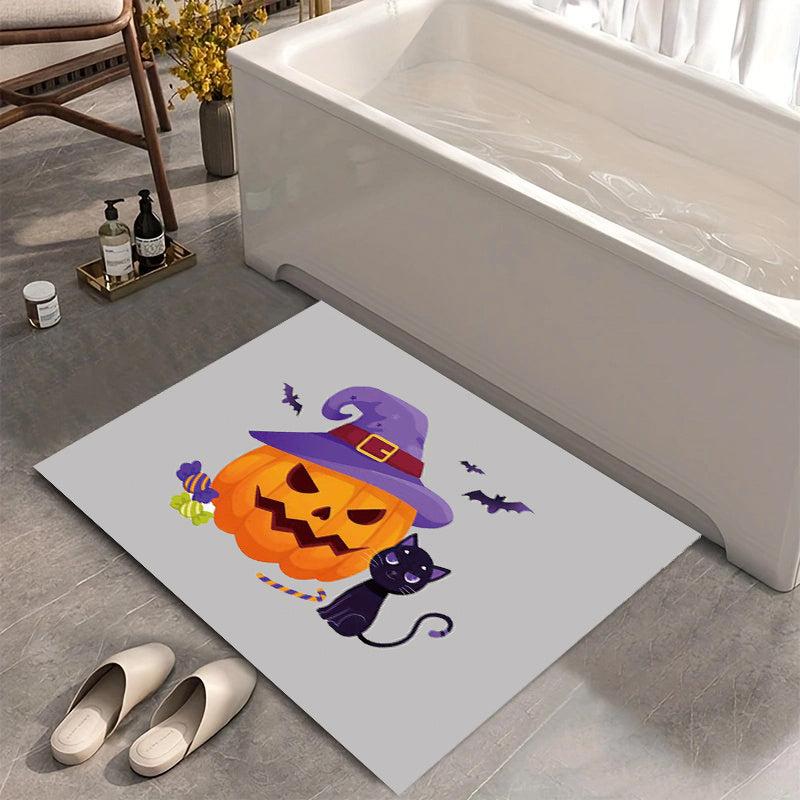 Halloween Floor Mat Soft Bath Rug Absorbent Non-slip Door Carpet