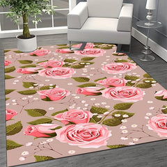 Large Soft Area Rug Floral Anti-fatigue Shaggy Carpet