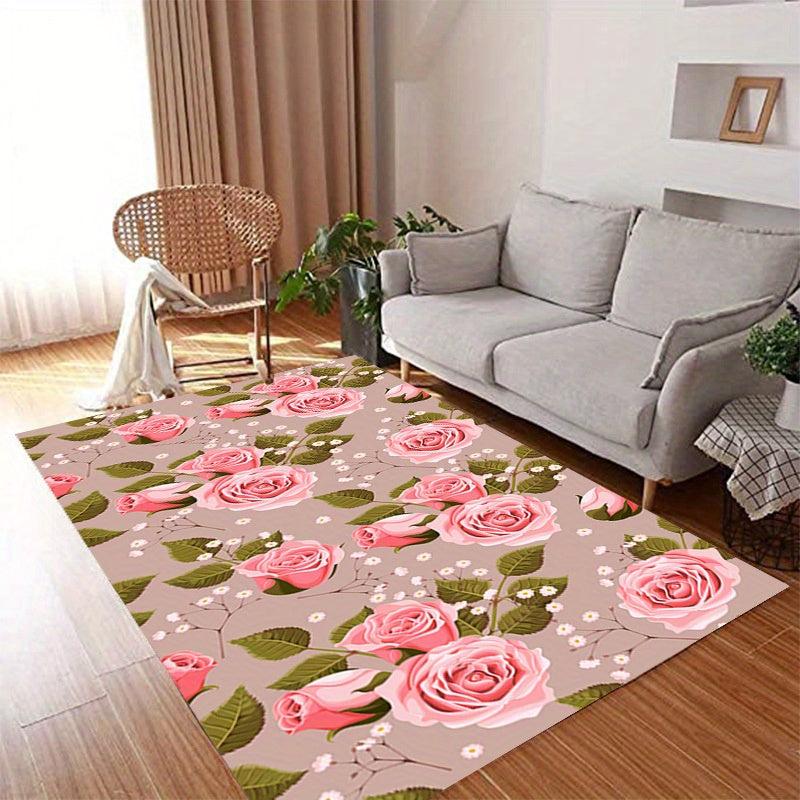 Large Soft Area Rug Floral Anti-fatigue Shaggy Carpet
