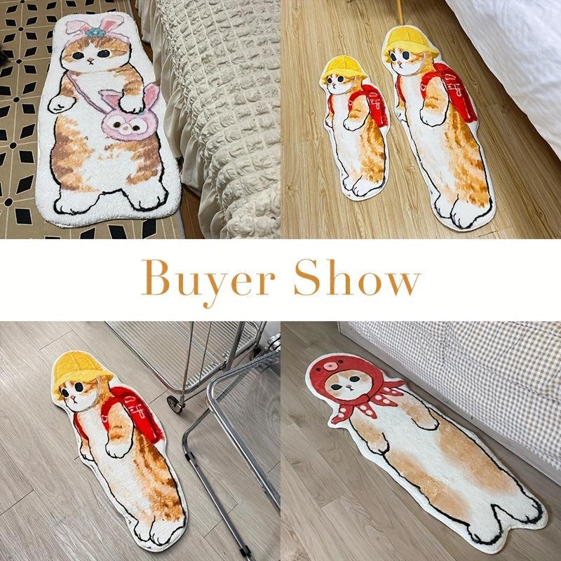 Funny Cat Mat Soft Area Rug Shaggy Fluffy Carpet for Living Room Bedroom