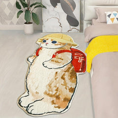 Funny Cat Mat Soft Area Rug Shaggy Fluffy Carpet for Living Room Bedroom