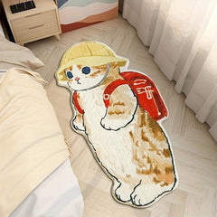 Funny Cat Mat Soft Area Rug Shaggy Fluffy Carpet for Living Room Bedroom