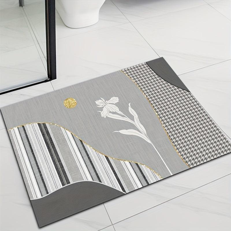 Flower Pattern Floor Mat Soft Non Slip Bath Rug Machine Washable Bath Mat
