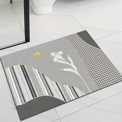 Flower Pattern Floor Mat Soft Non Slip Bath Rug Machine Washable Bath Mat