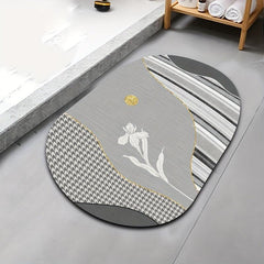 Flower Pattern Floor Mat Soft Non Slip Bath Rug Machine Washable Bath Mat