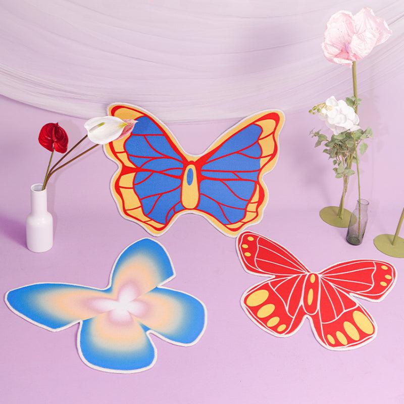 Irregular Cartoon Butterfly Area Rug Fleece Bedroom