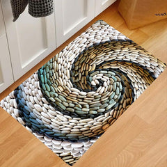 Non Slip Cobblestone Area Rug Thickened 0 39inch 3D Stone Door Floor Mat