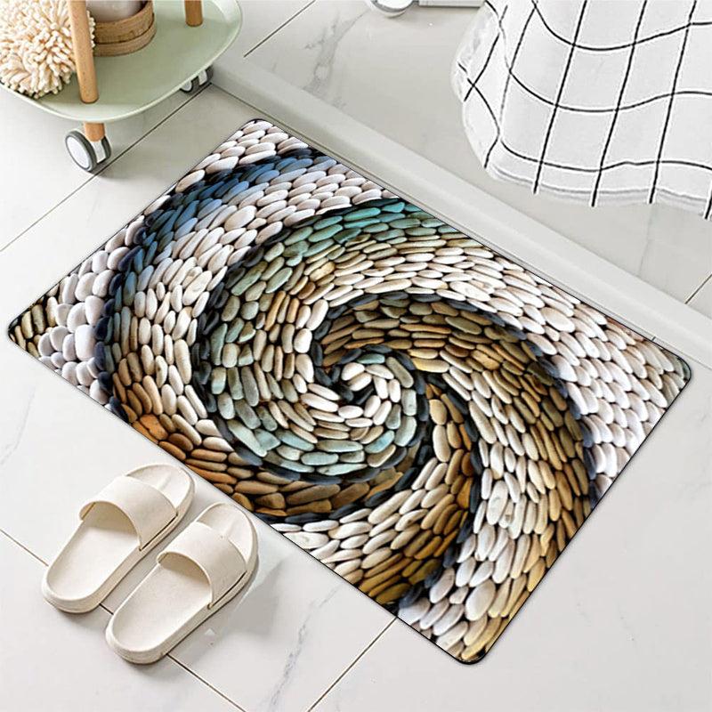 Non Slip Cobblestone Area Rug Thickened 0 39inch 3D Stone Door Floor Mat