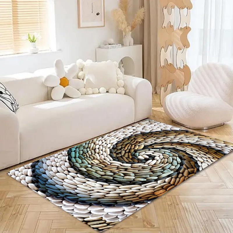 Non Slip Cobblestone Area Rug Thickened 0 39inch 3D Stone Door Floor Mat