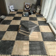 10pcs Plush Puzzle Bedroom Carpet Foam Floor Puzzle Mat