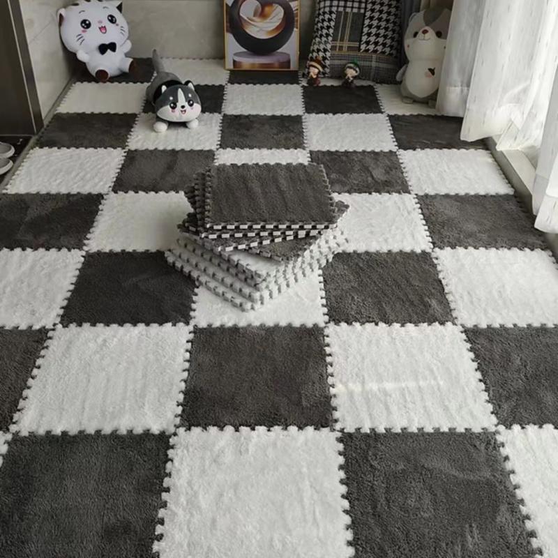 10pcs Plush Puzzle Bedroom Carpet Foam Floor Puzzle Mat