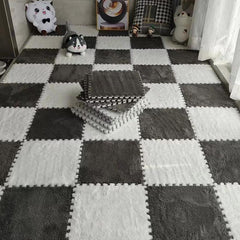 10pcs Plush Puzzle Bedroom Carpet Foam Floor Puzzle Mat