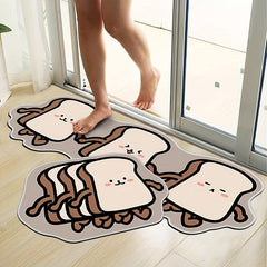 Cartoon Bread Kitchen Rug Non-slip Soft Door Mat Absorbent Durable Carpet