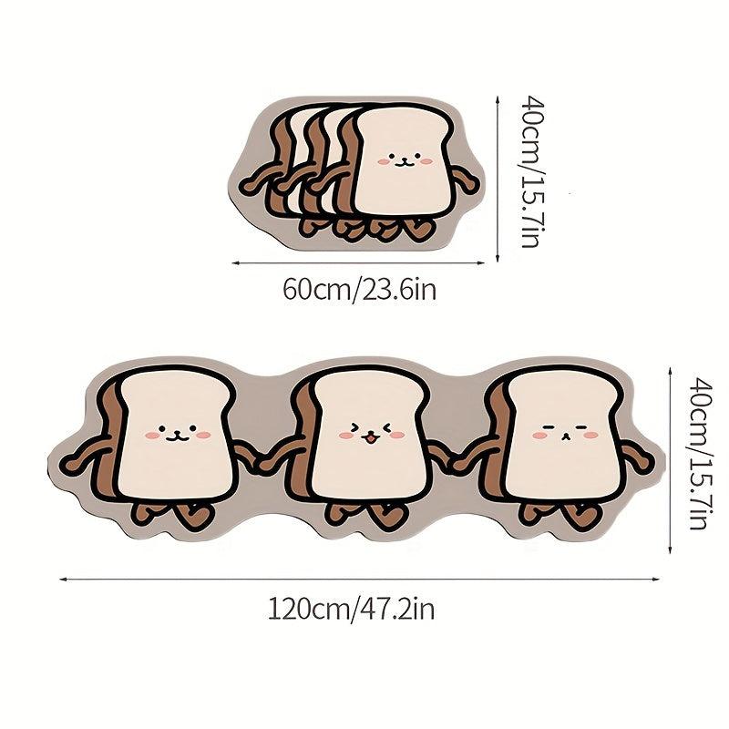 Cartoon Bread Kitchen Rug Non-slip Soft Door Mat Absorbent Durable Carpet