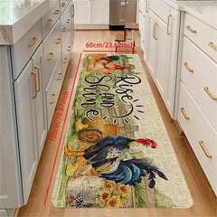 Rooster Print Kitchen Rug Polyester Kitchen Mat For Fall Thanksgiving Decor