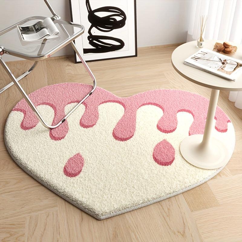 Heart Shaped Non Slip Rugs for Girls Bedroom Living Room Bathroom