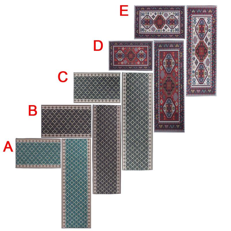 2pcs Modern Non Slip Kitchen Mat Lovely Rug Polyester Washable Doormat