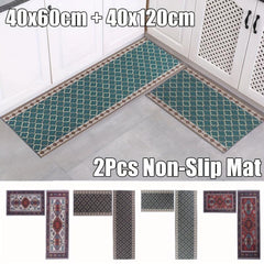 2pcs Modern Non Slip Kitchen Mat Lovely Rug Polyester Washable Doormat