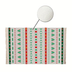 Christmas Decor Woven Area Rug with Tassels