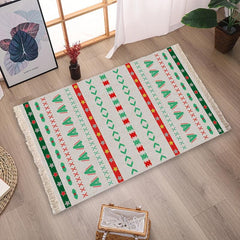 Christmas Decor Woven Area Rug with Tassels