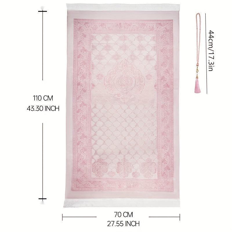 Portable Muslim Prayer Mat and Beads Set Soft and Durable Travel Prayer Mat