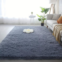 Soft Area Rug Fluffy Non-slip Shaggy Bedside Rug